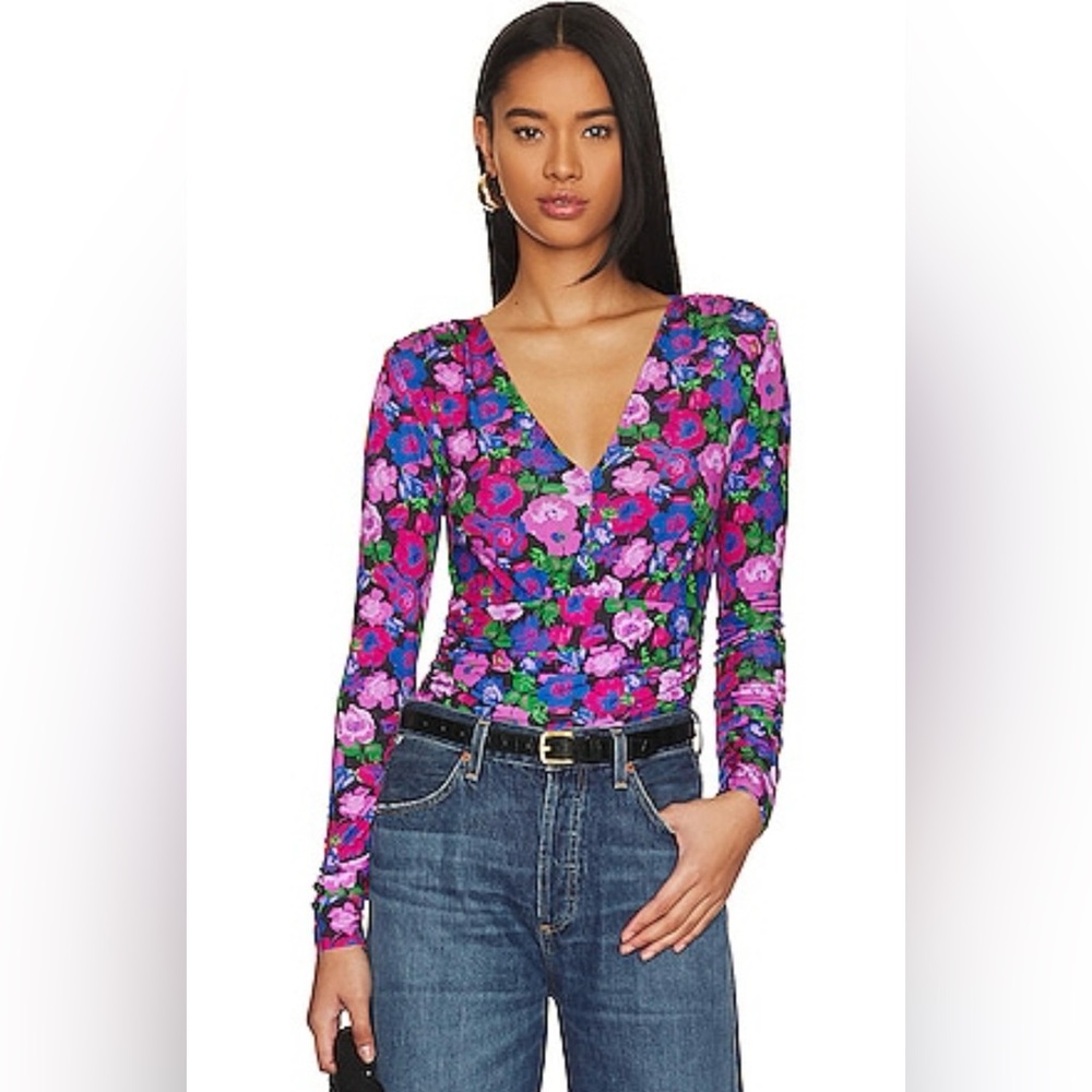 Floral V-Neck Long Sleeve Top